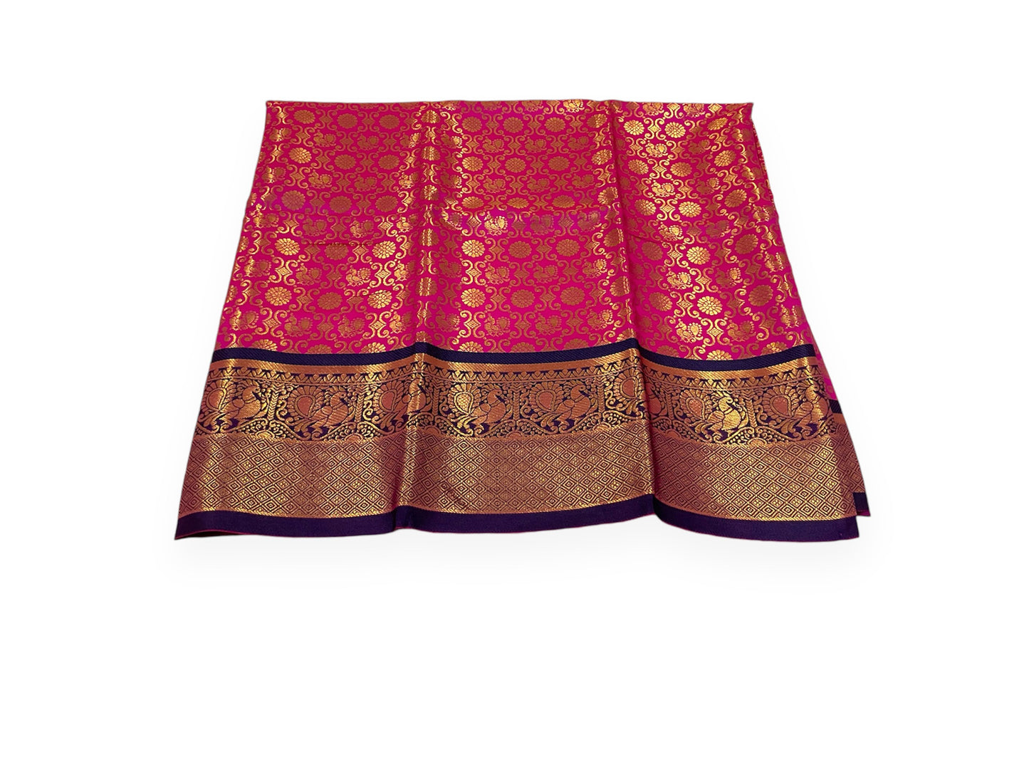 Pink and Navy Blue Colour Banarasi Soft Pattu Saree