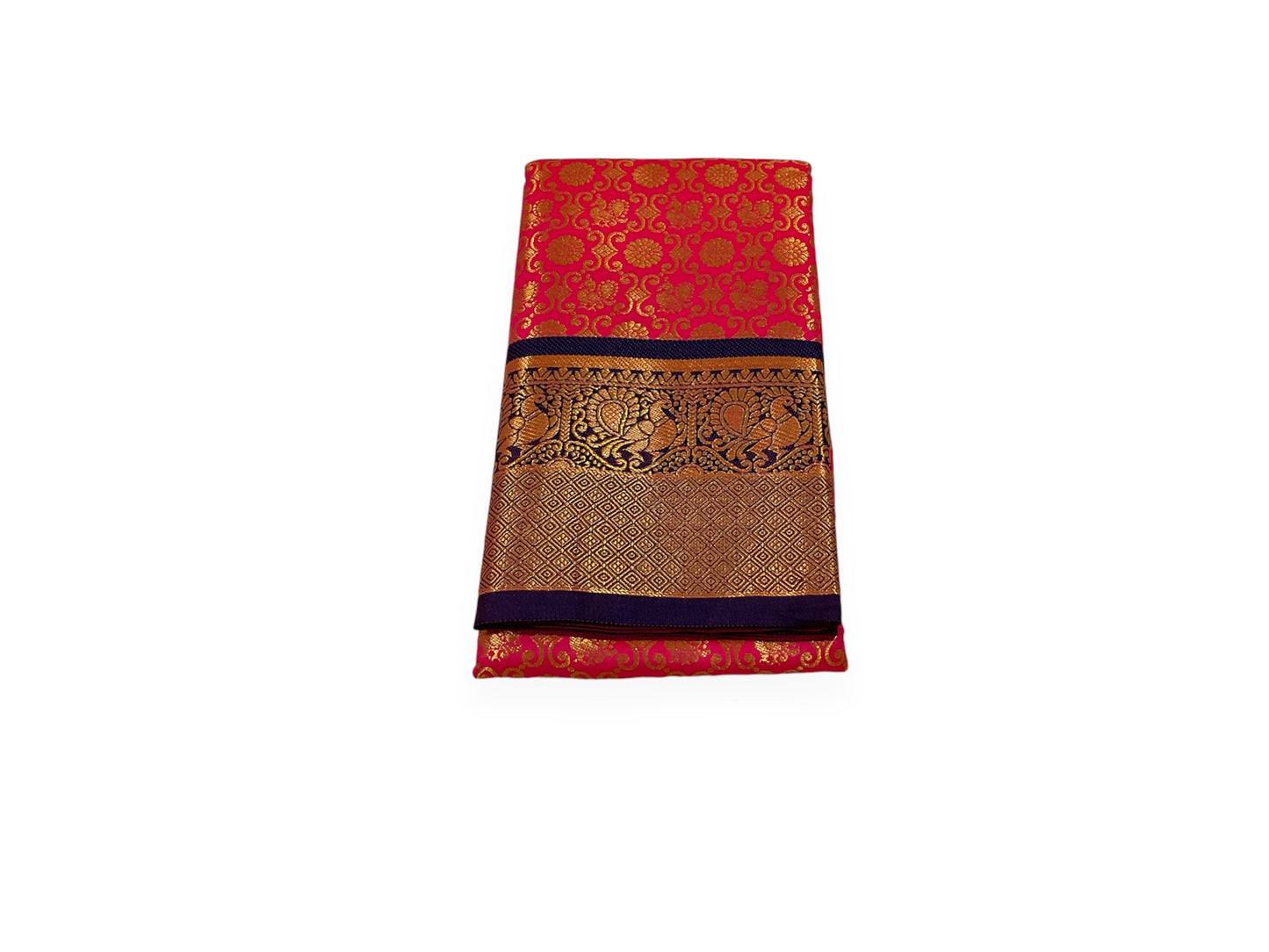 Rose Pink and Blue Colour Banarasi Soft Pattu Saree