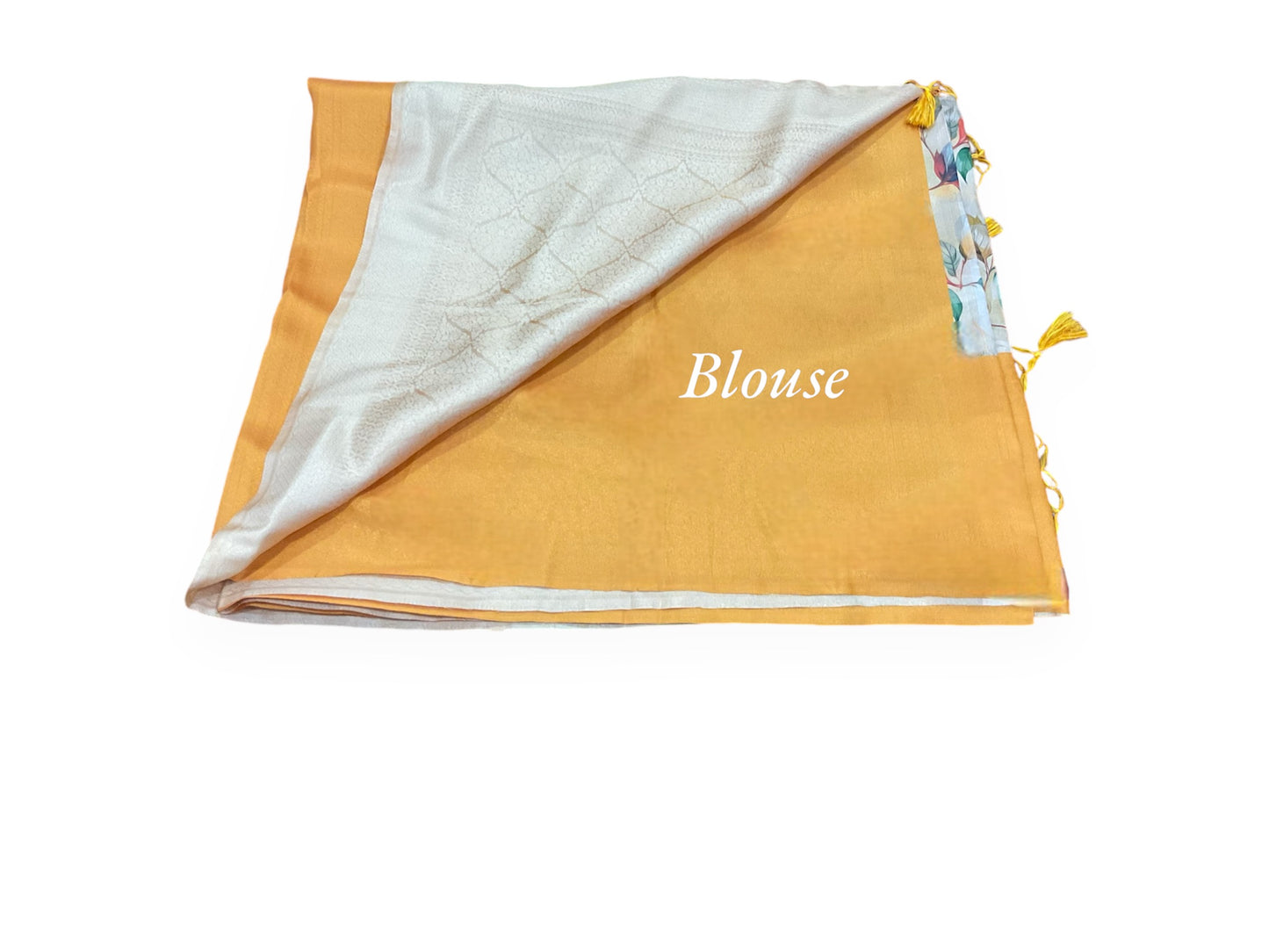 Wheat and Yellow Colour Digital Printed Saree