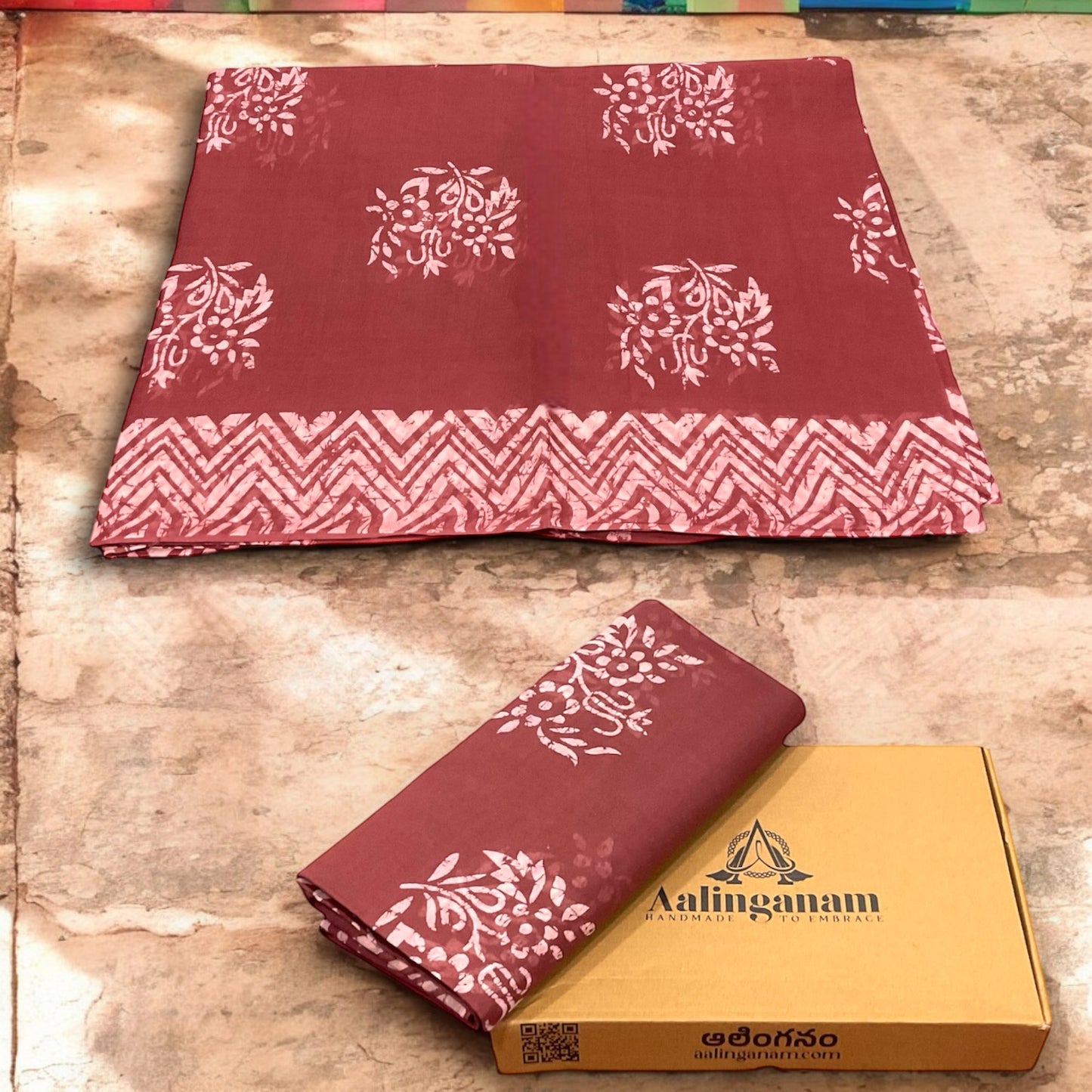 Red Brown Colour Cotton Saree