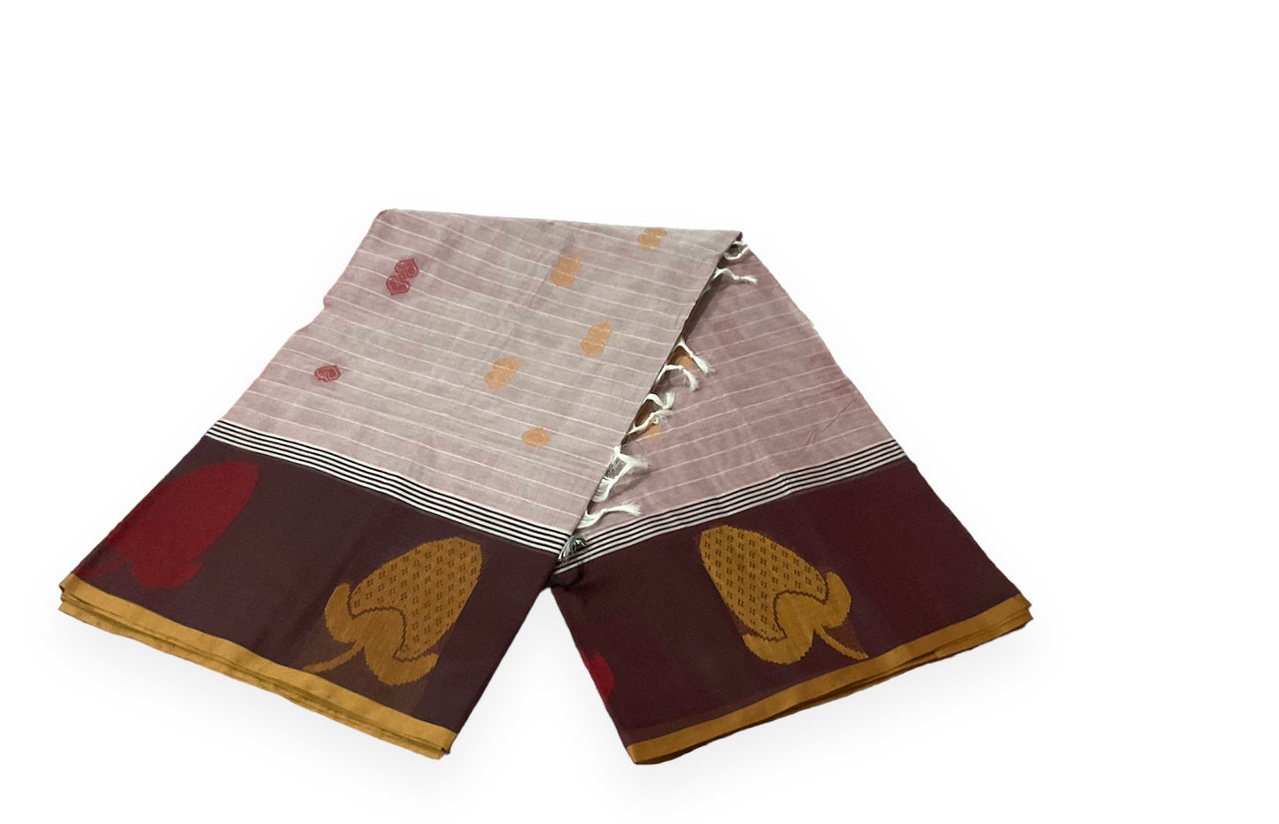 Simple Pink Colour Handloom Cotton Saree