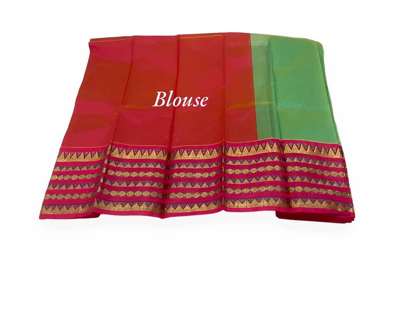 Light Green and Red Colour Chanderi Cotton Saree