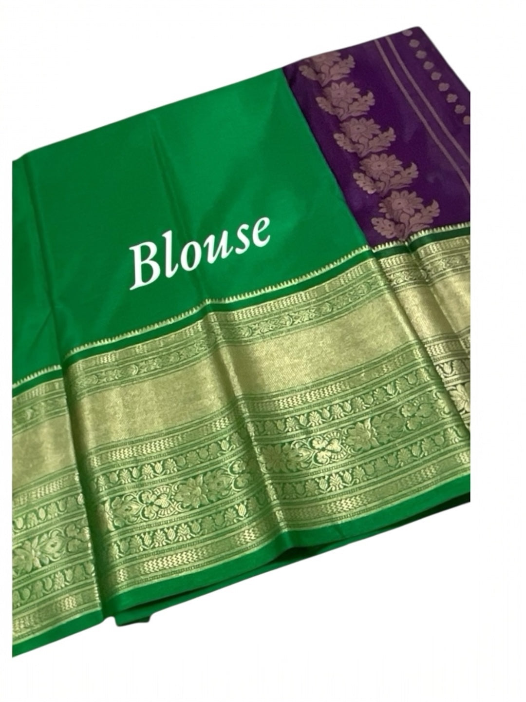 Purple and Green Colour Soft Pattu Saree