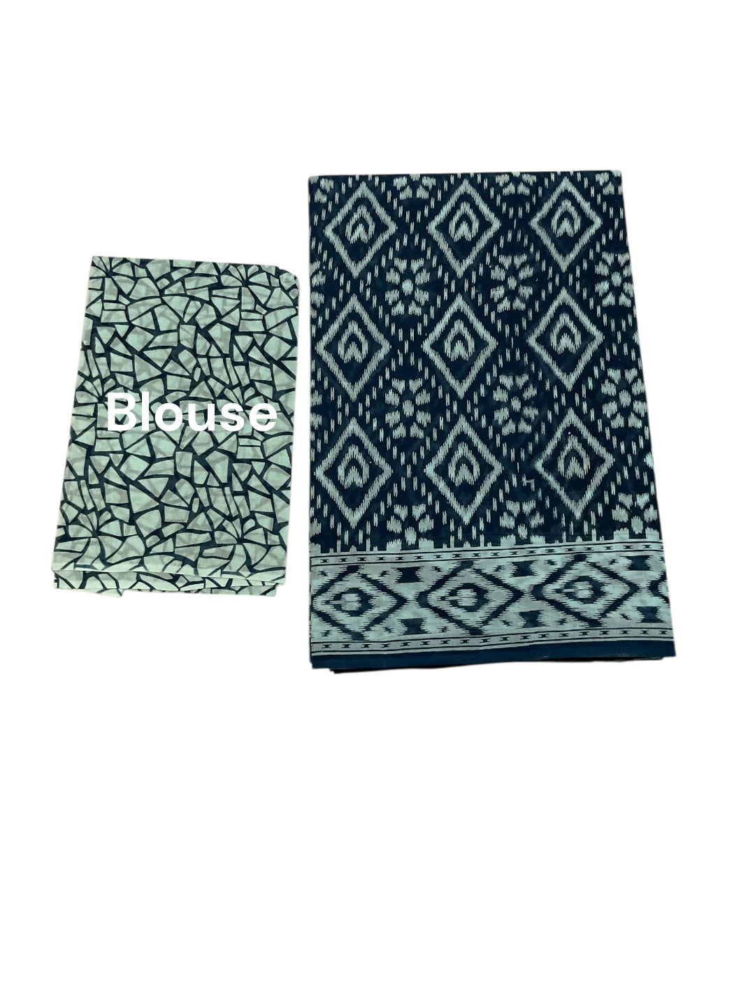 Navy Blue Floral Daily Wear Cotton Saree – Lightweight & Breathable