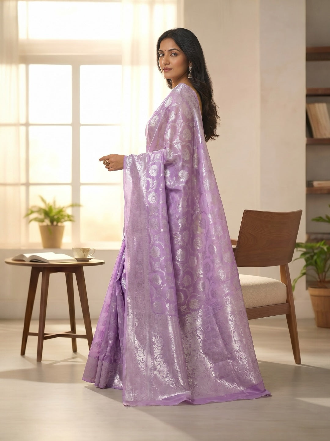 Light Purple Colur Soft Tissue Saree