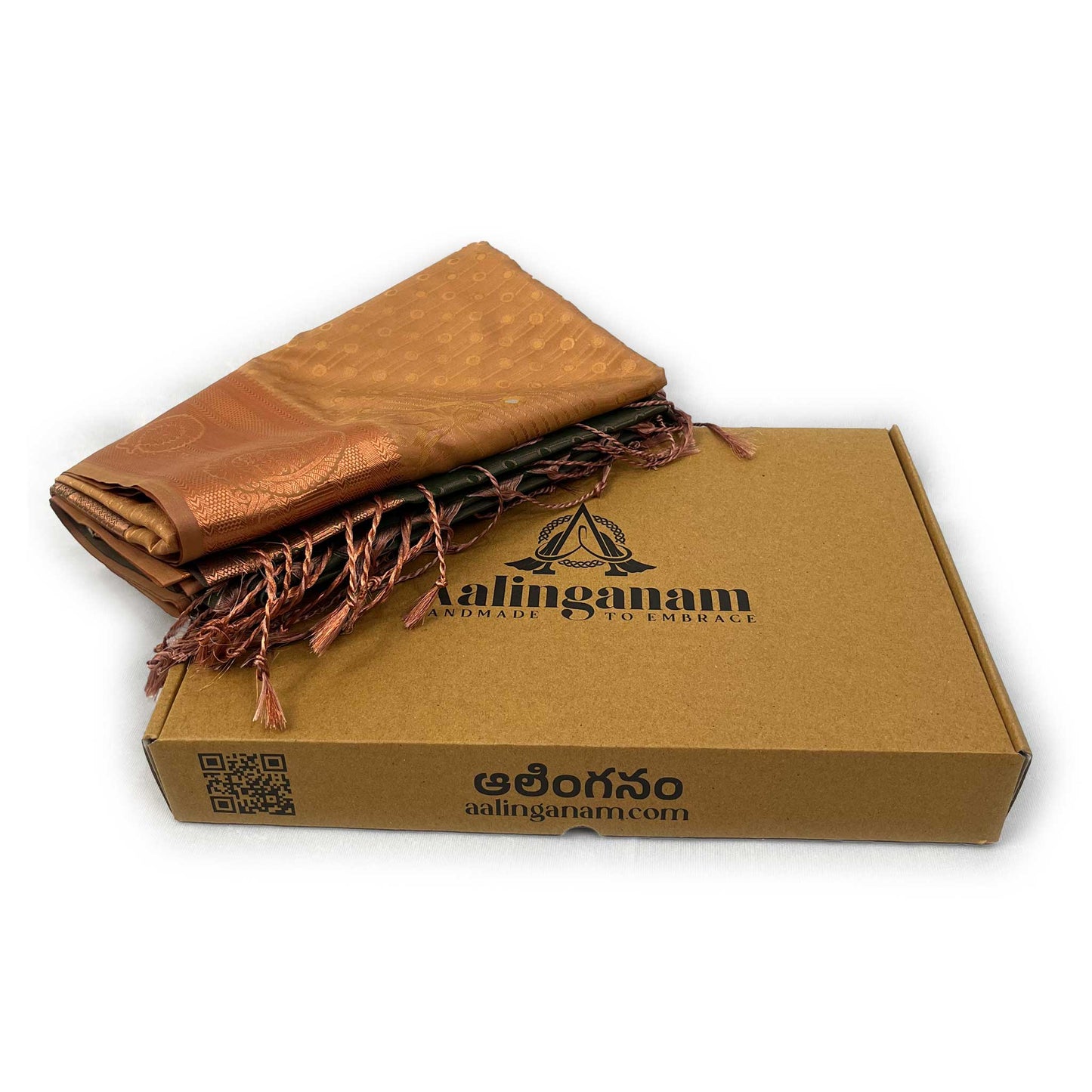 Copper Toned Brown & Green Soft Pattu Saree