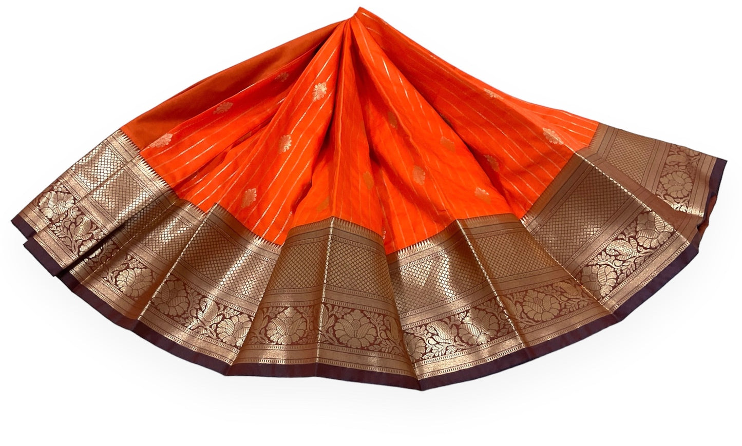 Orange and Peacock Blue Soft Pattu Saree