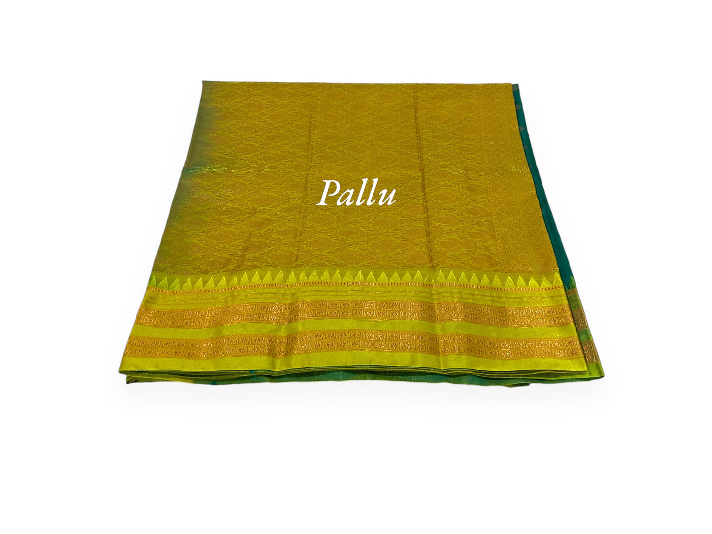 Peacock Blue and Parrot Green Colour Mou Silk Saree