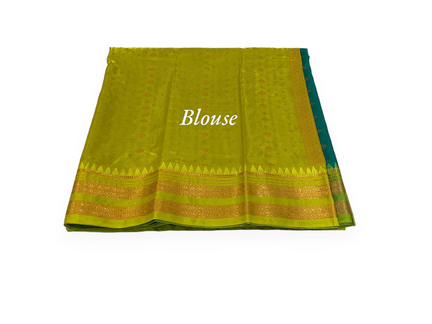 Peacock Blue and Parrot Green Colour Mou Silk Saree