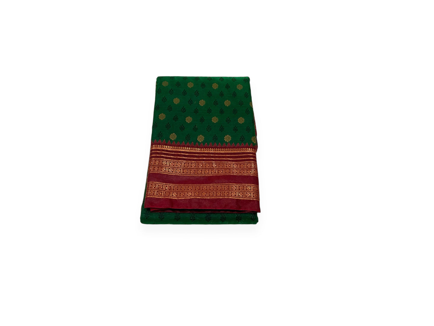 Bottle Green and Red Colour Mou Silk Saree