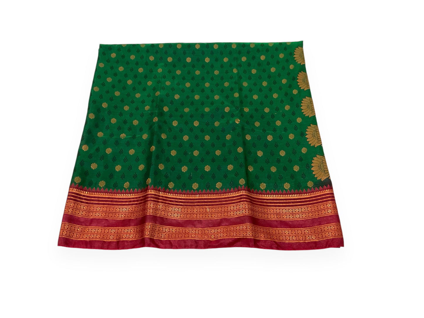 Bottle Green and Red Colour Mou Silk Saree