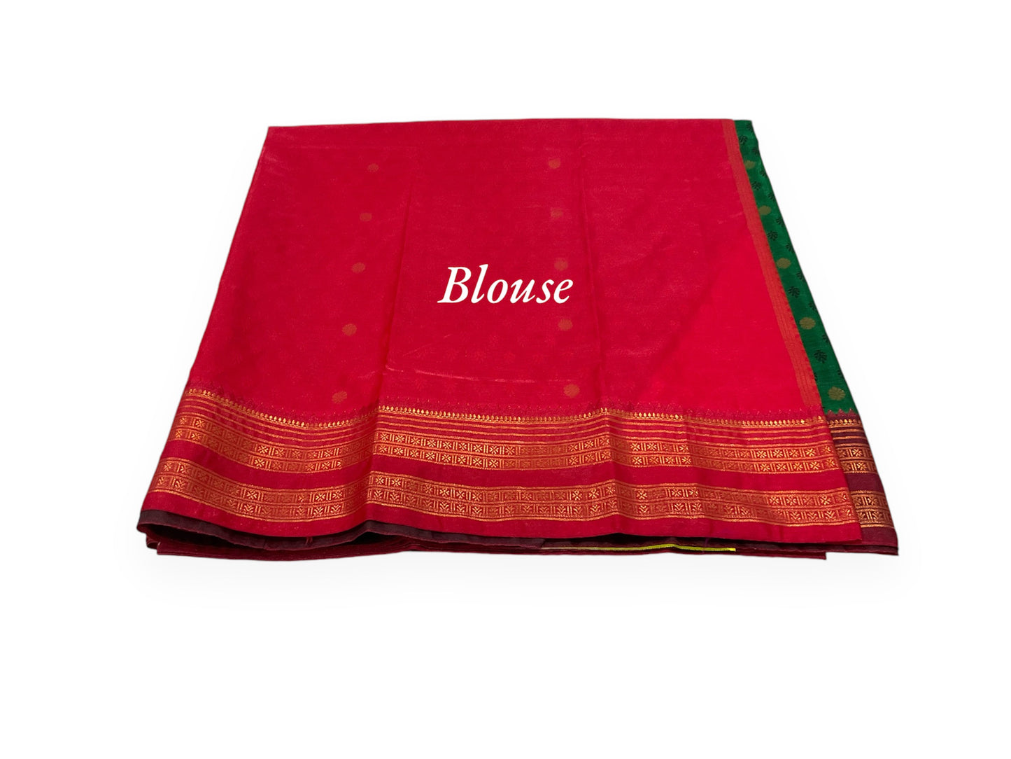 Bottle Green and Red Colour Mou Silk Saree