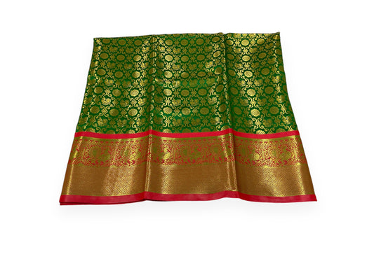 Green and Red Colour Banarasi Soft Pattu Saree