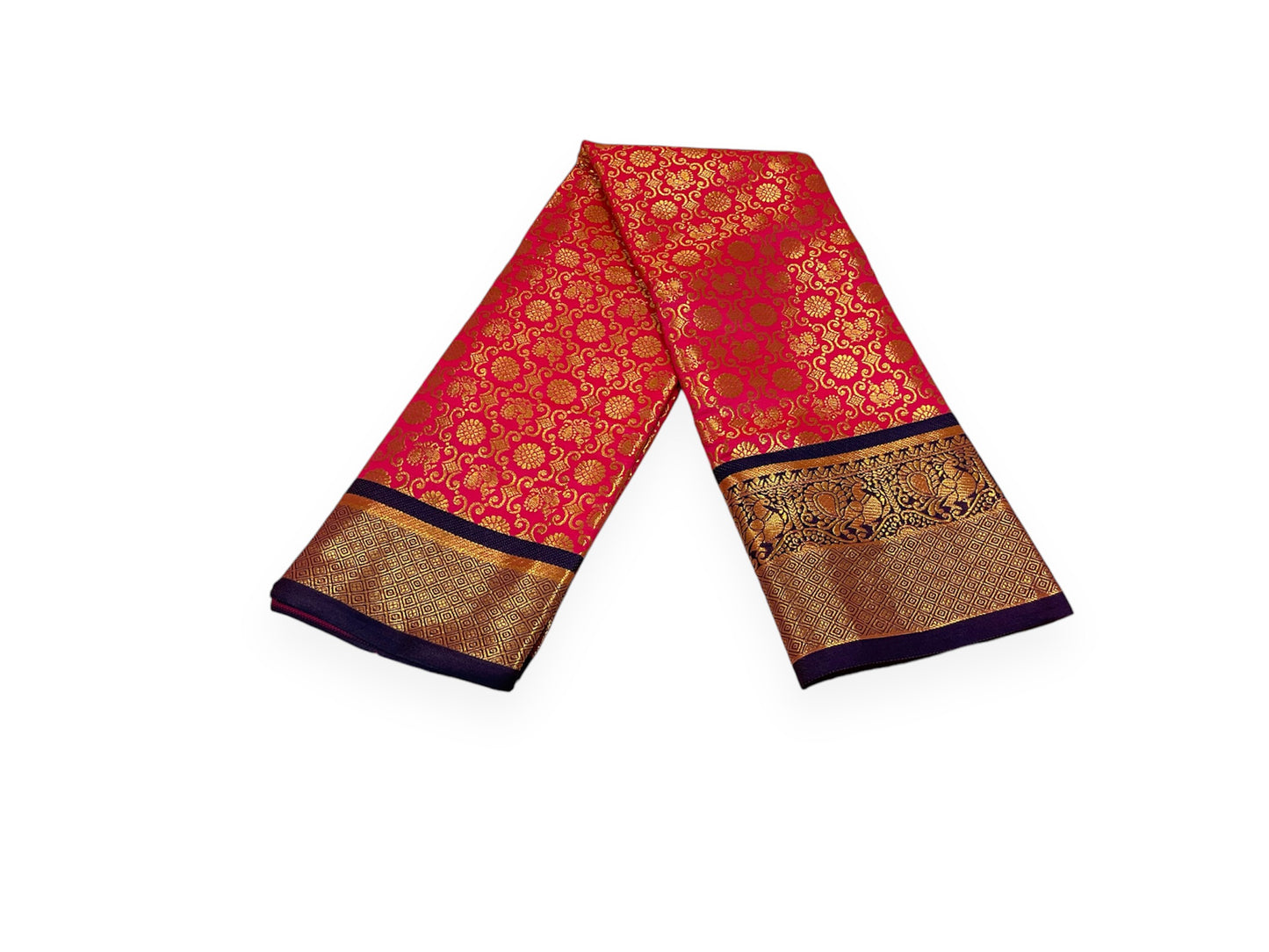 Dark Brown and Red Colour Banarasi Soft Pattu Saree