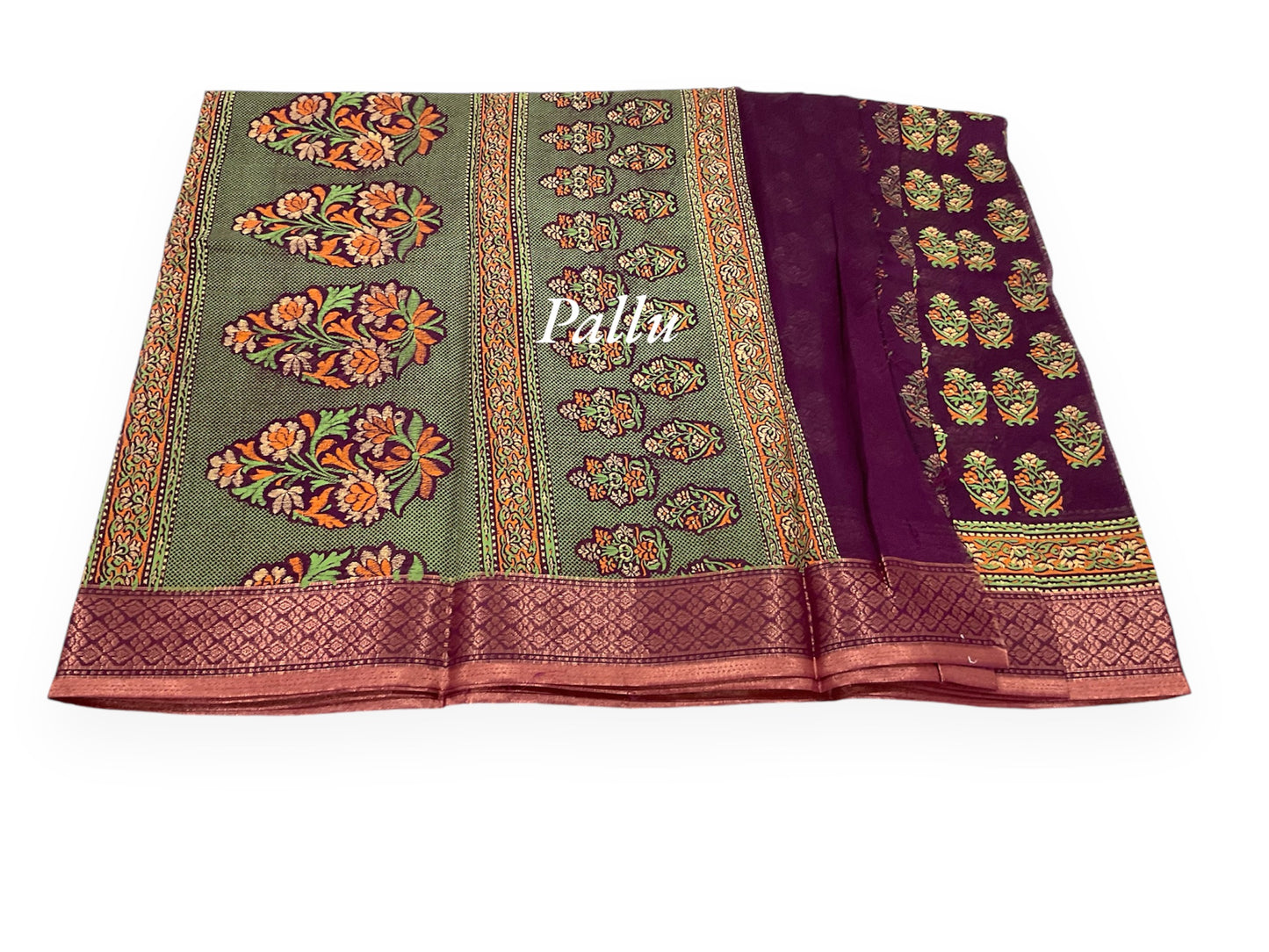 Coffee Brown Colour Gadwal Cotton Saree