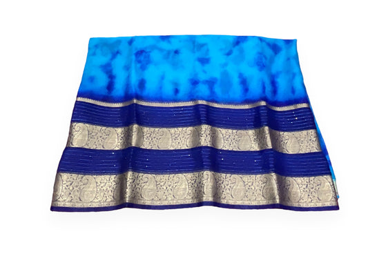 Blue Organza Saree