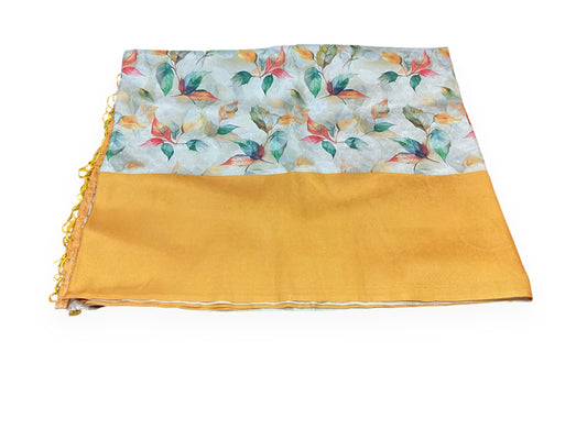 Wheat and Yellow Colour Digital Printed Saree