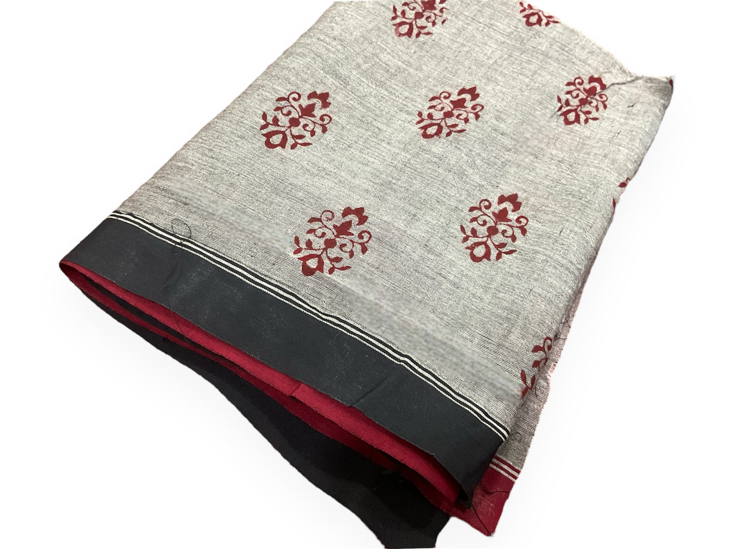 Grey and Black Colour Soft Cotton Saree