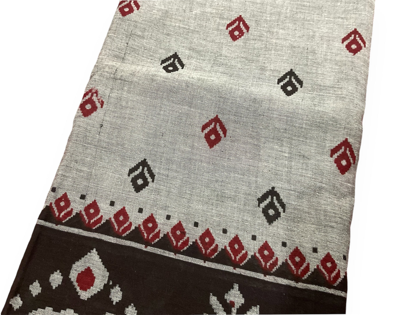 Grey and Black Colour Soft Cotton Saree