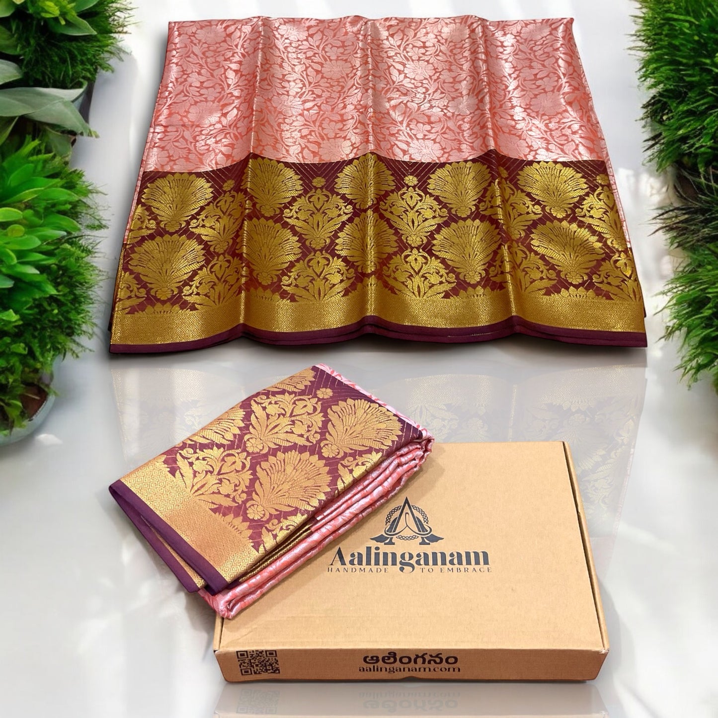 Light Orange and Maroon Colour Soft Pattu Saree