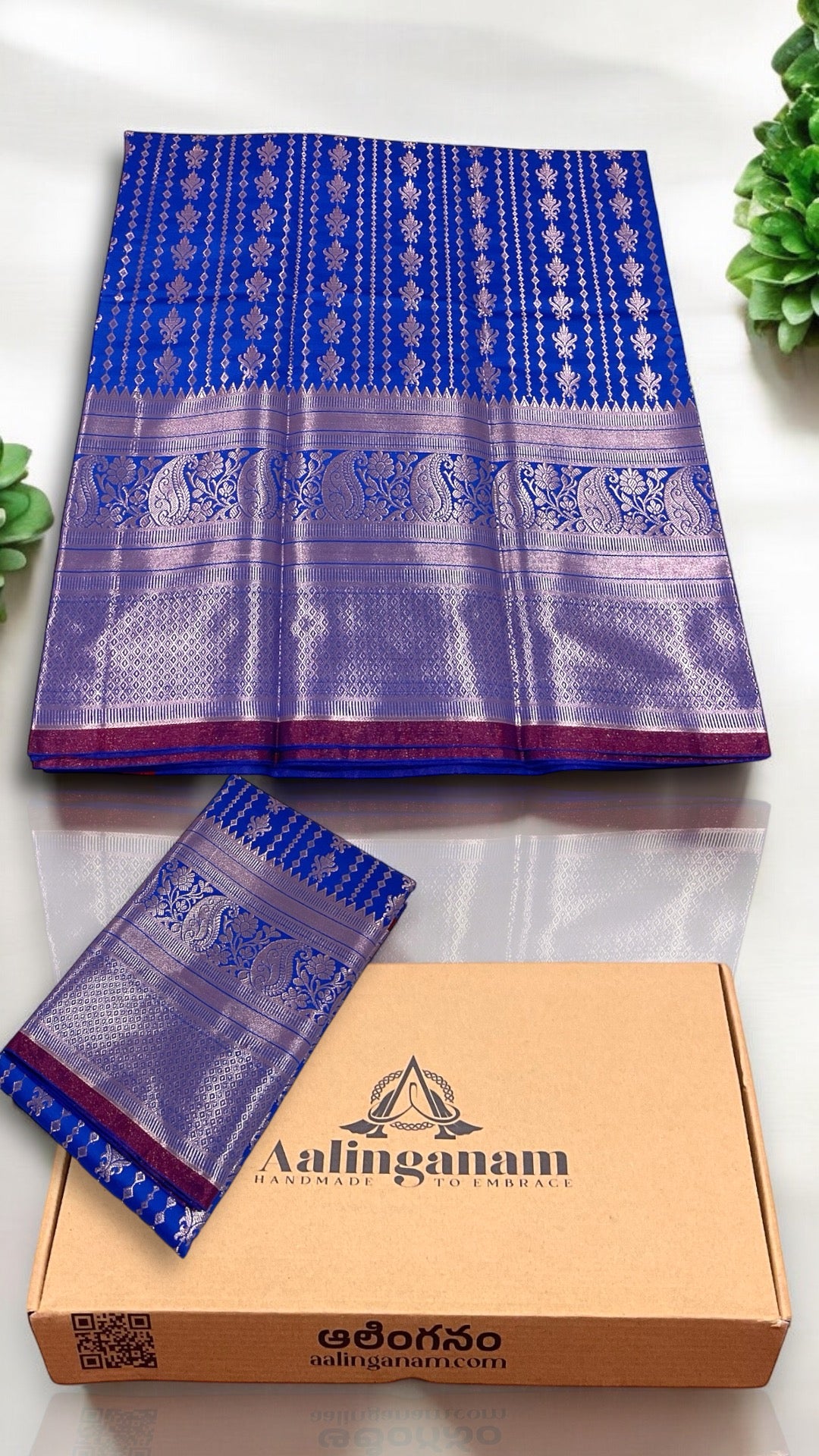 Blue and Red Colour Kanchi Pattu Saree