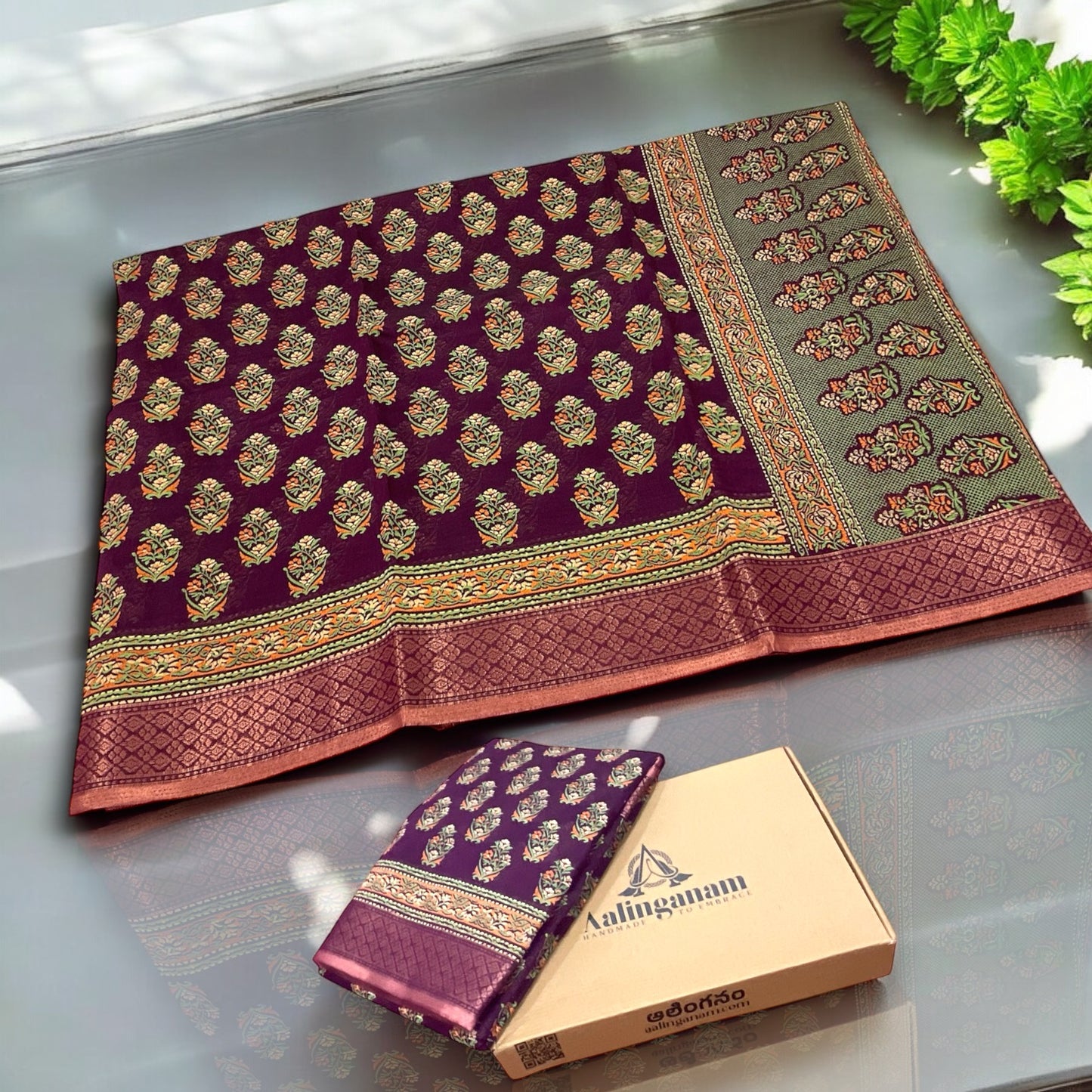 Coffee Brown Colour Gadwal Cotton Saree