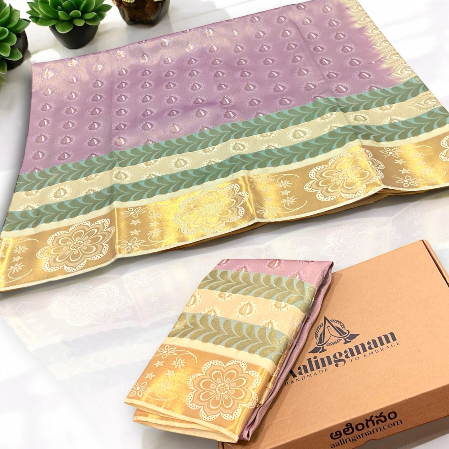 Light Purple and Cream Colour Dharmavaram Pattu Saree