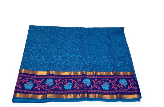 Blue Colour Handloom Cotton Saree