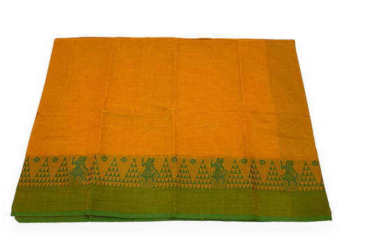 Mustard Yellow Colour Handloom Cotton Saree