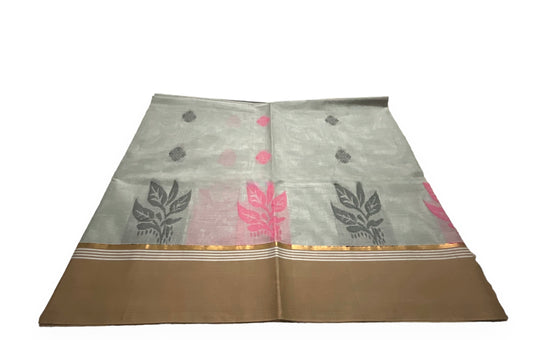 Shark Grey Colour Handloom Cotton Saree