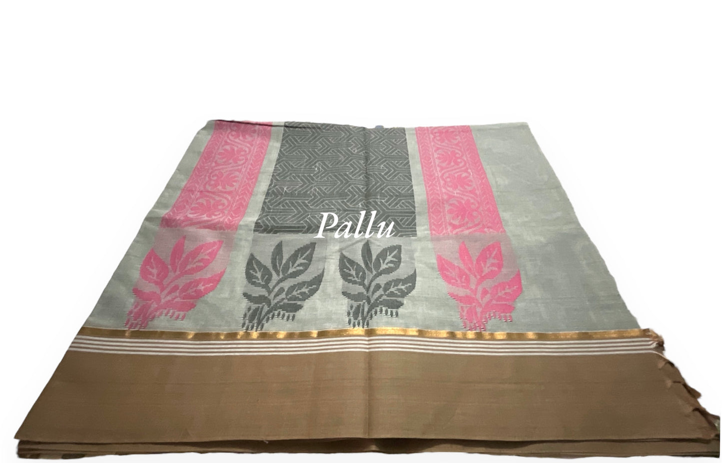 Shark Grey Colour Handloom Cotton Saree