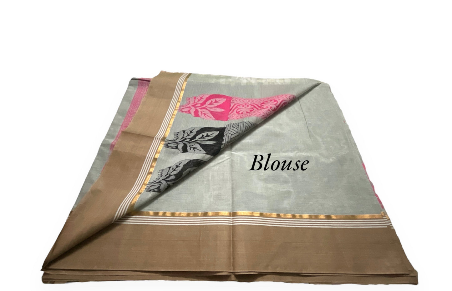 Shark Grey Colour Handloom Cotton Saree