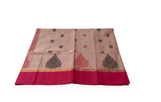 Pink Colour Handloom Cotton Saree