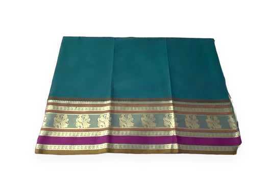 Turquoise Blue Colour Handloom Cotton Saree