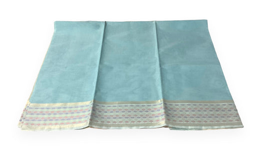 Mangalagiri Light Blue and Cream Colour Handloom Cotton Saree