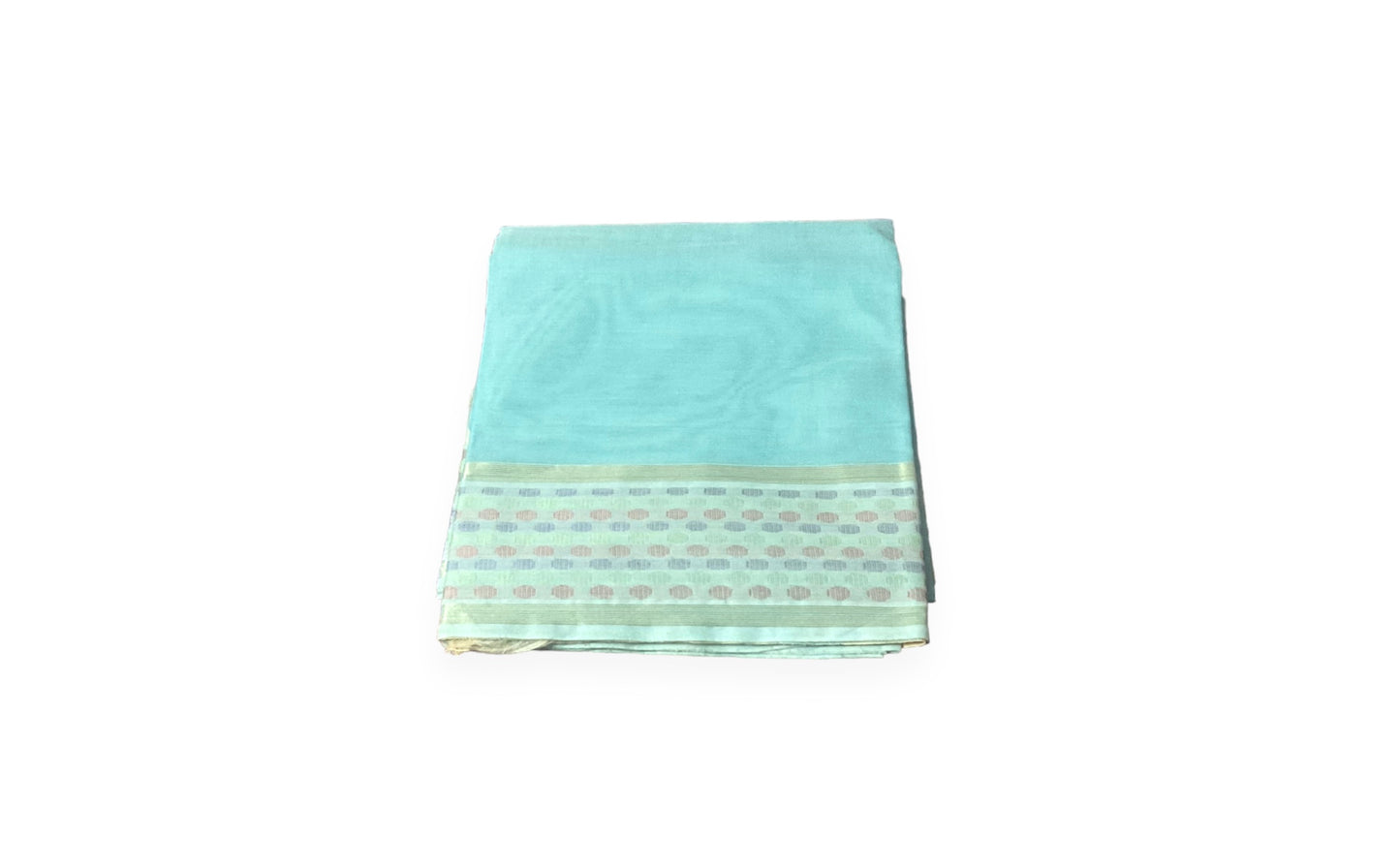 Mangalagiri Light Blue and Cream Colour Handloom Cotton Saree