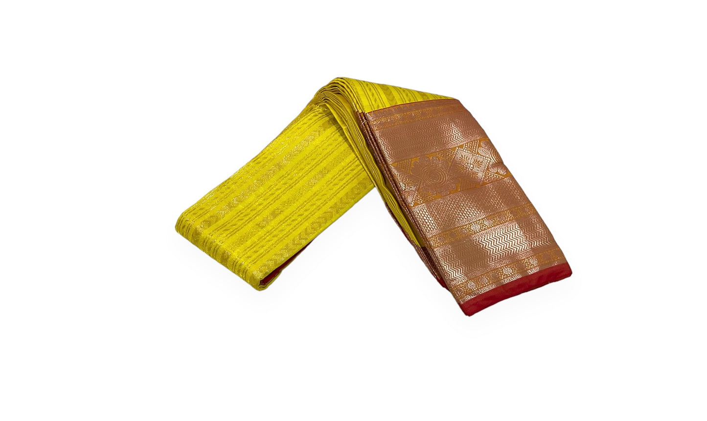 Yellow and Red Colour Soft Pattu Saree