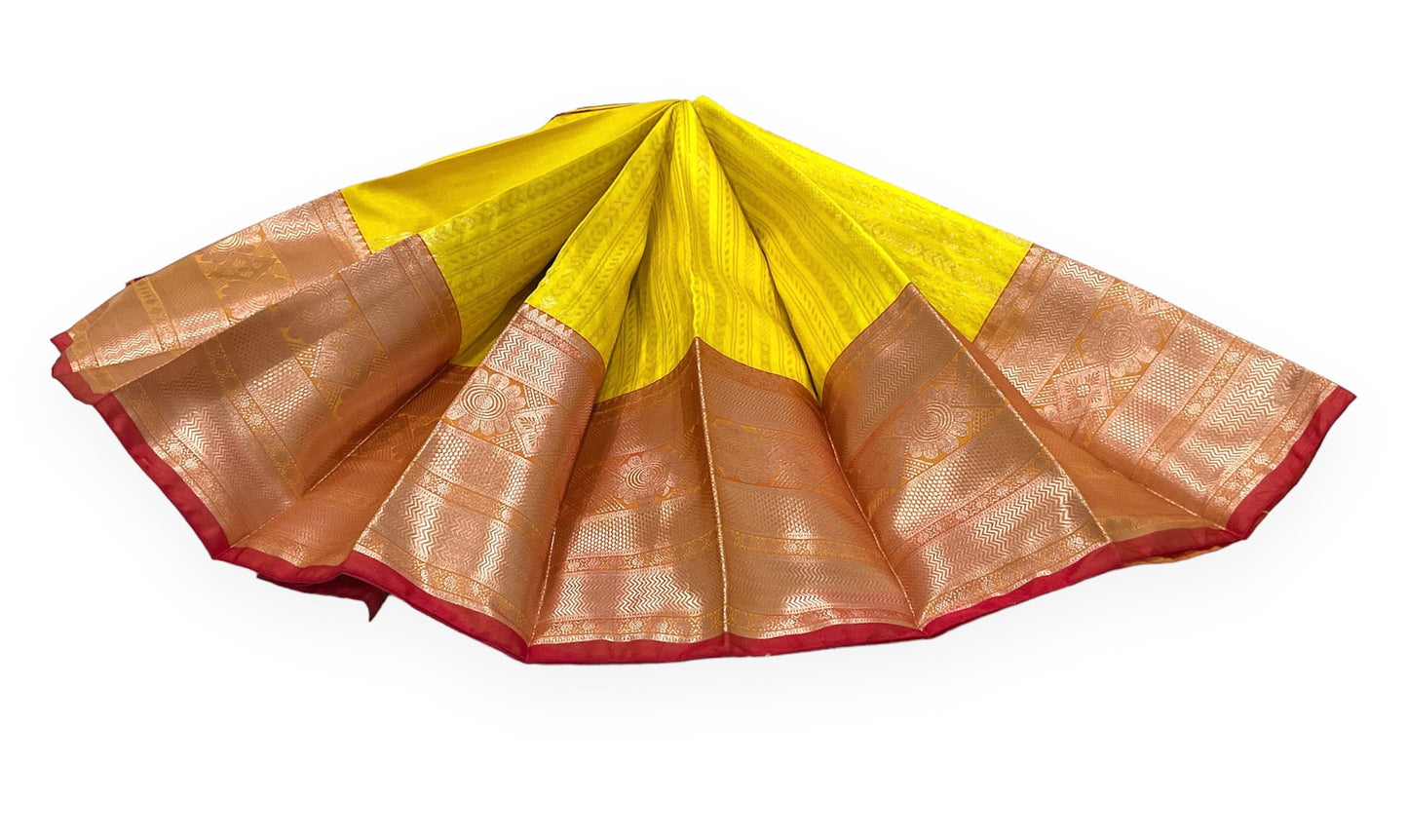 Yellow and Red Colour Soft Pattu Saree