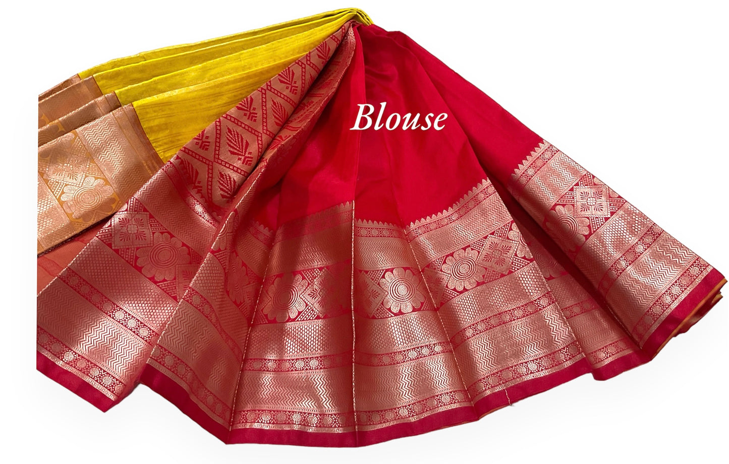 Yellow and Red Colour Soft Pattu Saree