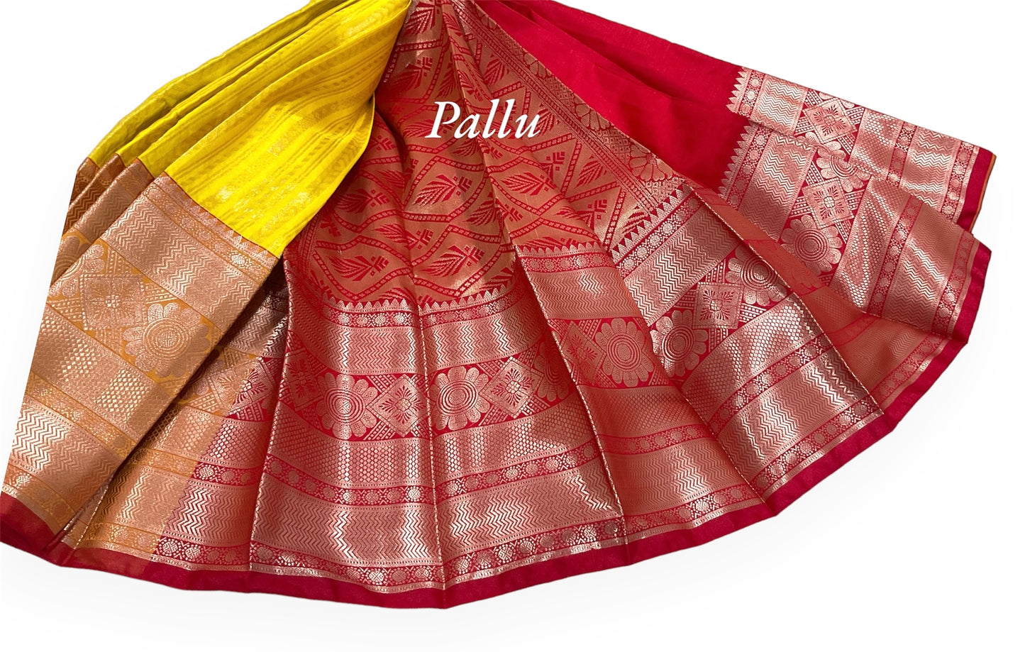 Yellow and Red Colour Soft Pattu Saree