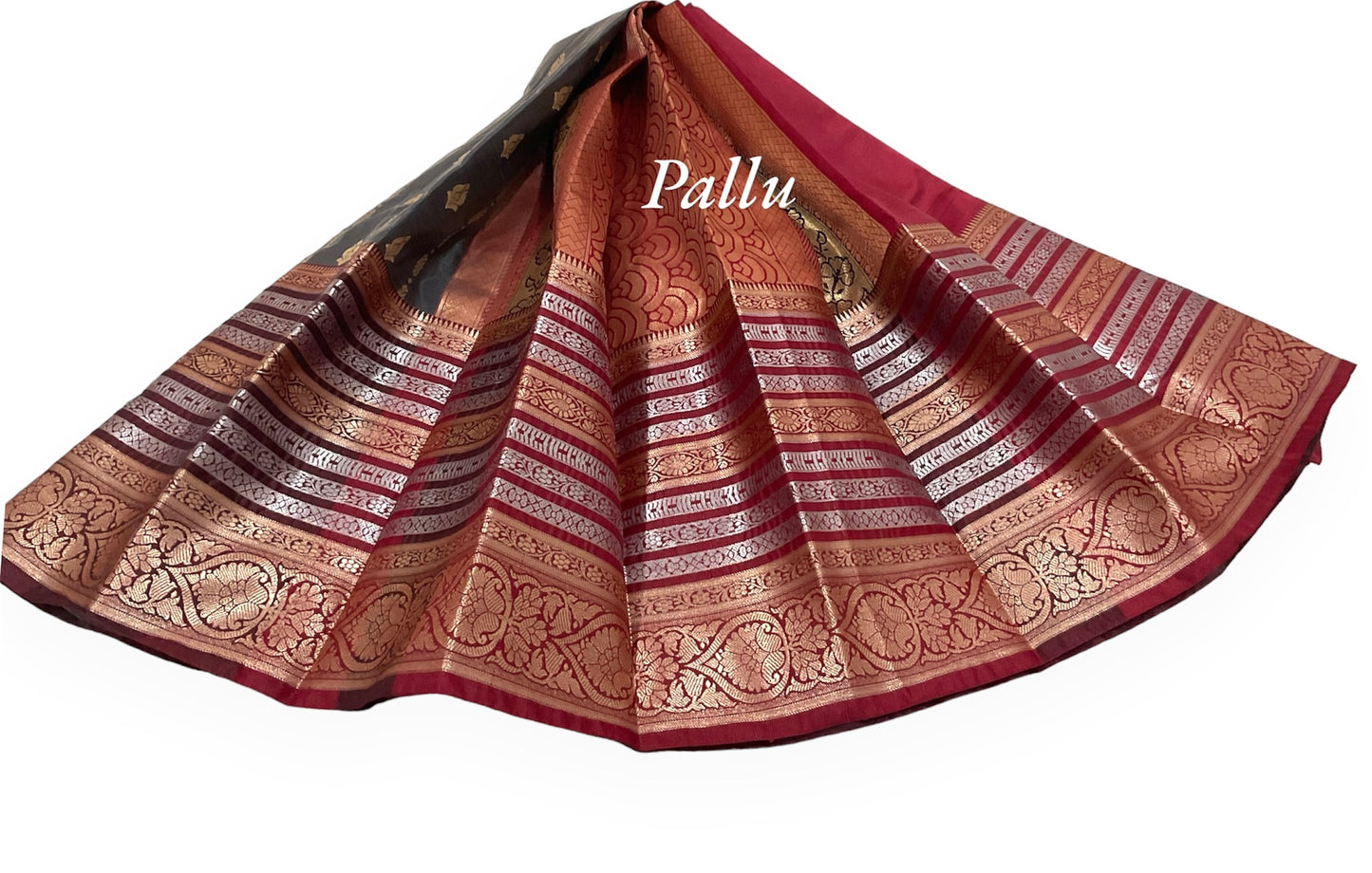 Grey and Maroon Colour Soft Pattu Saree