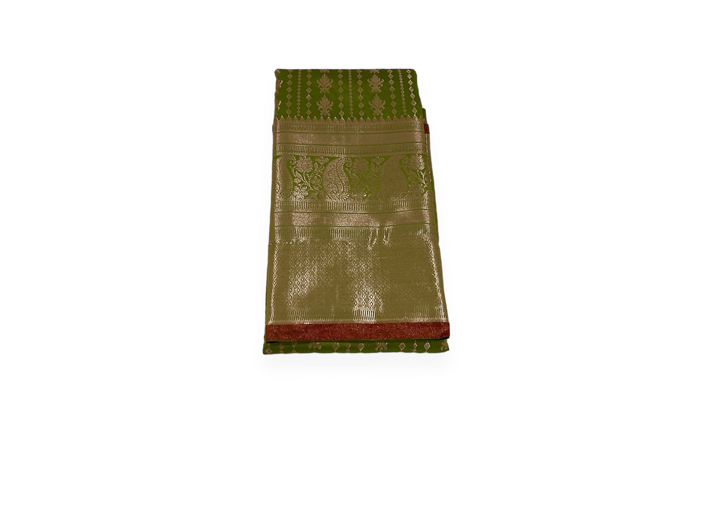 Mehendi Green and Red Colour Kanchi Pattu Saree