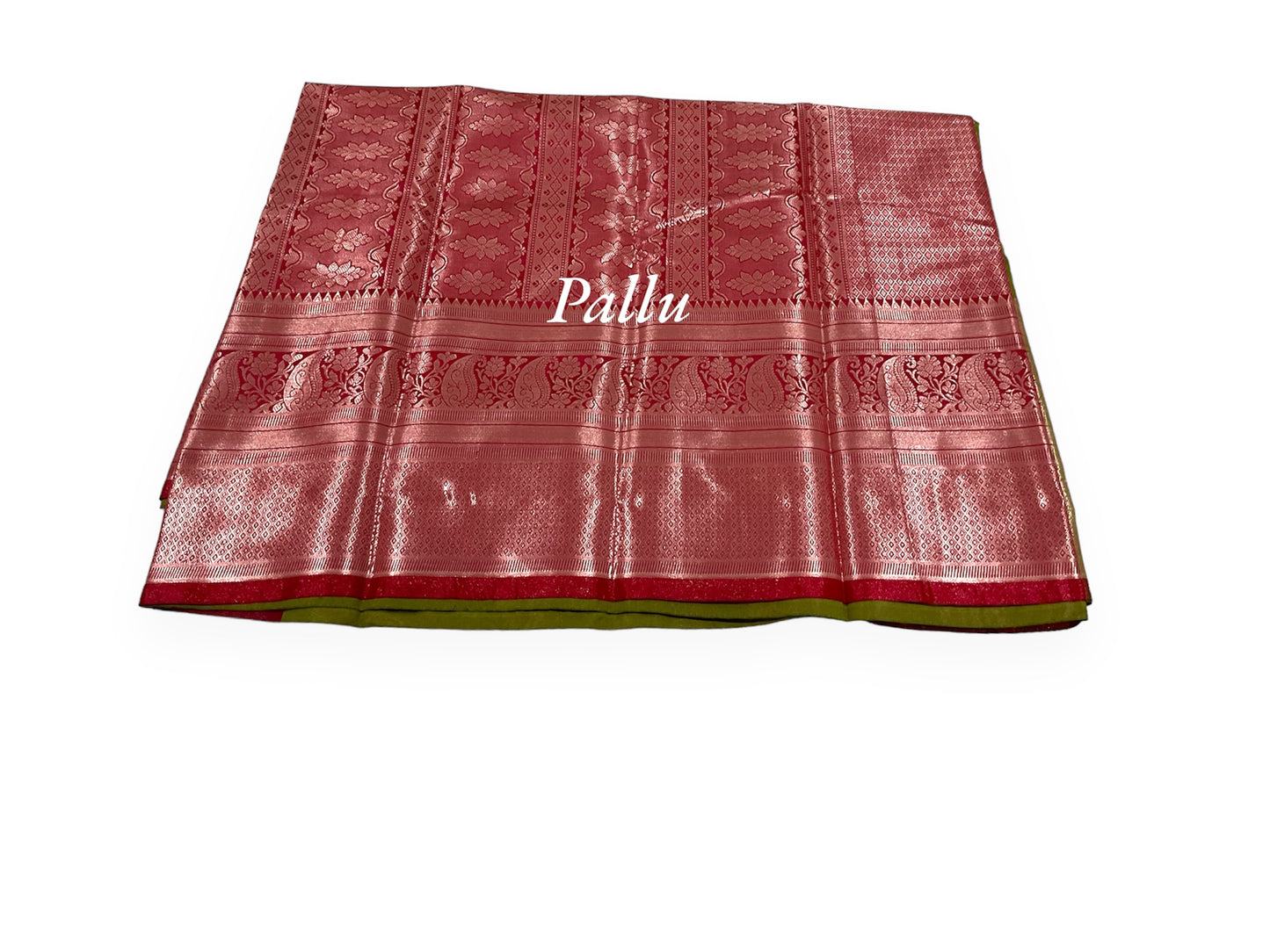 Mehendi Green and Red Colour Kanchi Pattu Saree