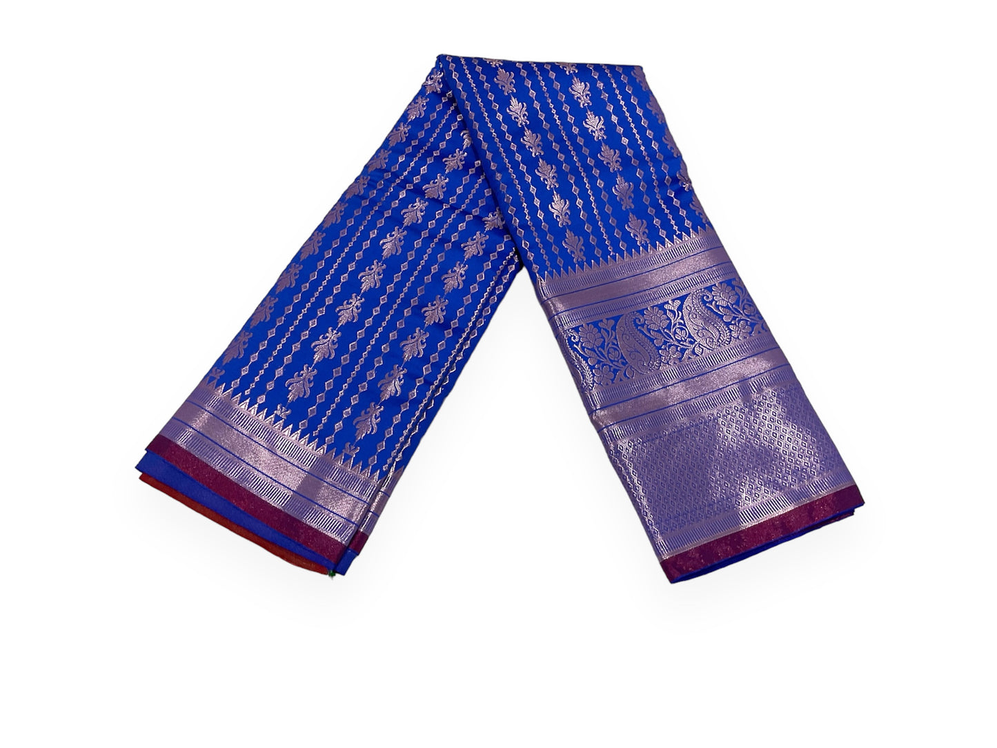 Blue and Red Colour Kanchi Pattu Saree