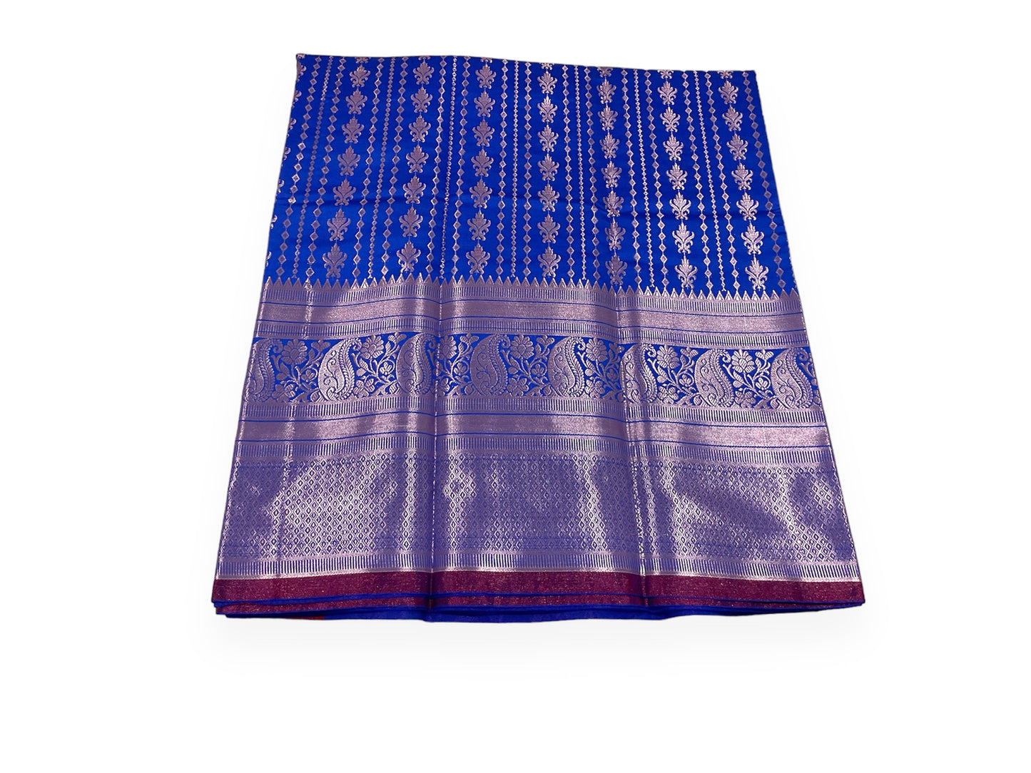 Blue and Red Colour Kanchi Pattu Saree