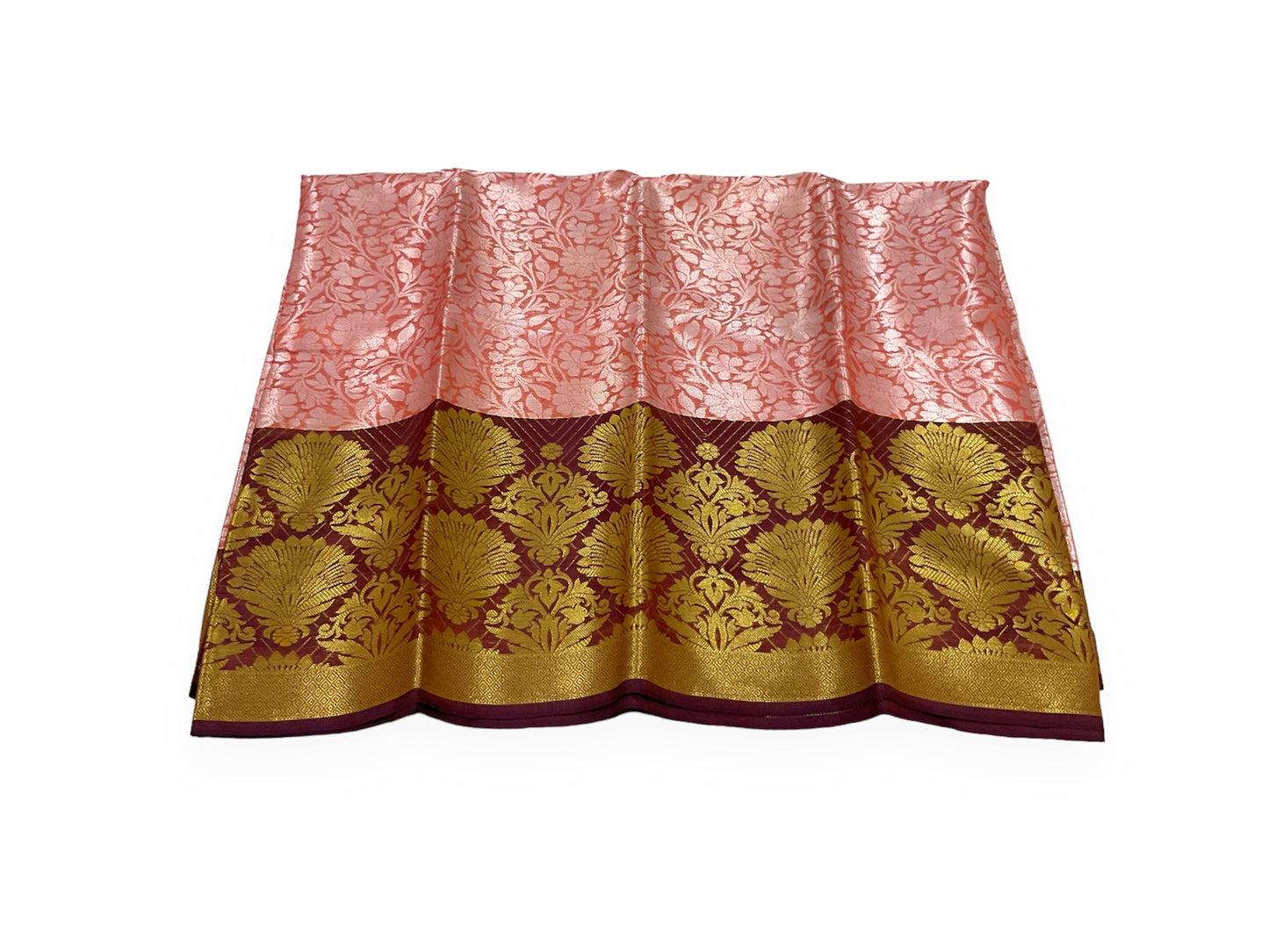 Light Orange and Maroon Colour Soft Pattu Saree