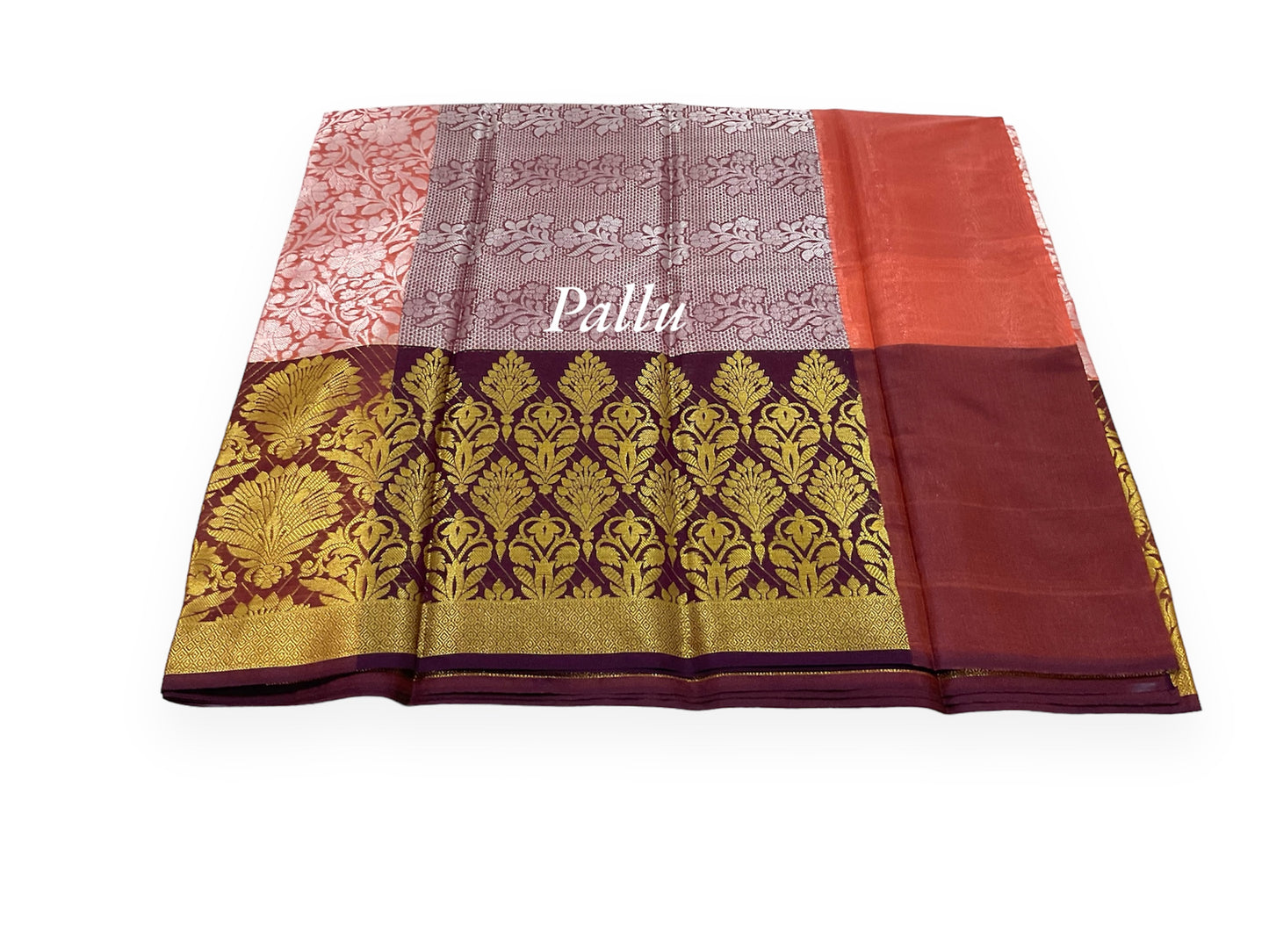 Light Orange and Maroon Colour Soft Pattu Saree