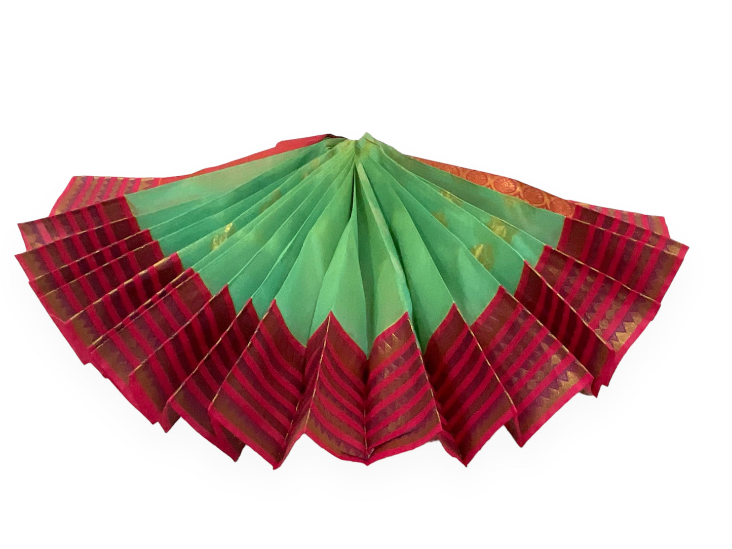 Light Green and Red Colour Chanderi Cotton Saree