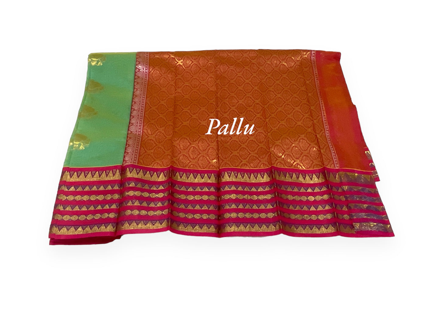 Light Green and Red Colour Chanderi Cotton Saree