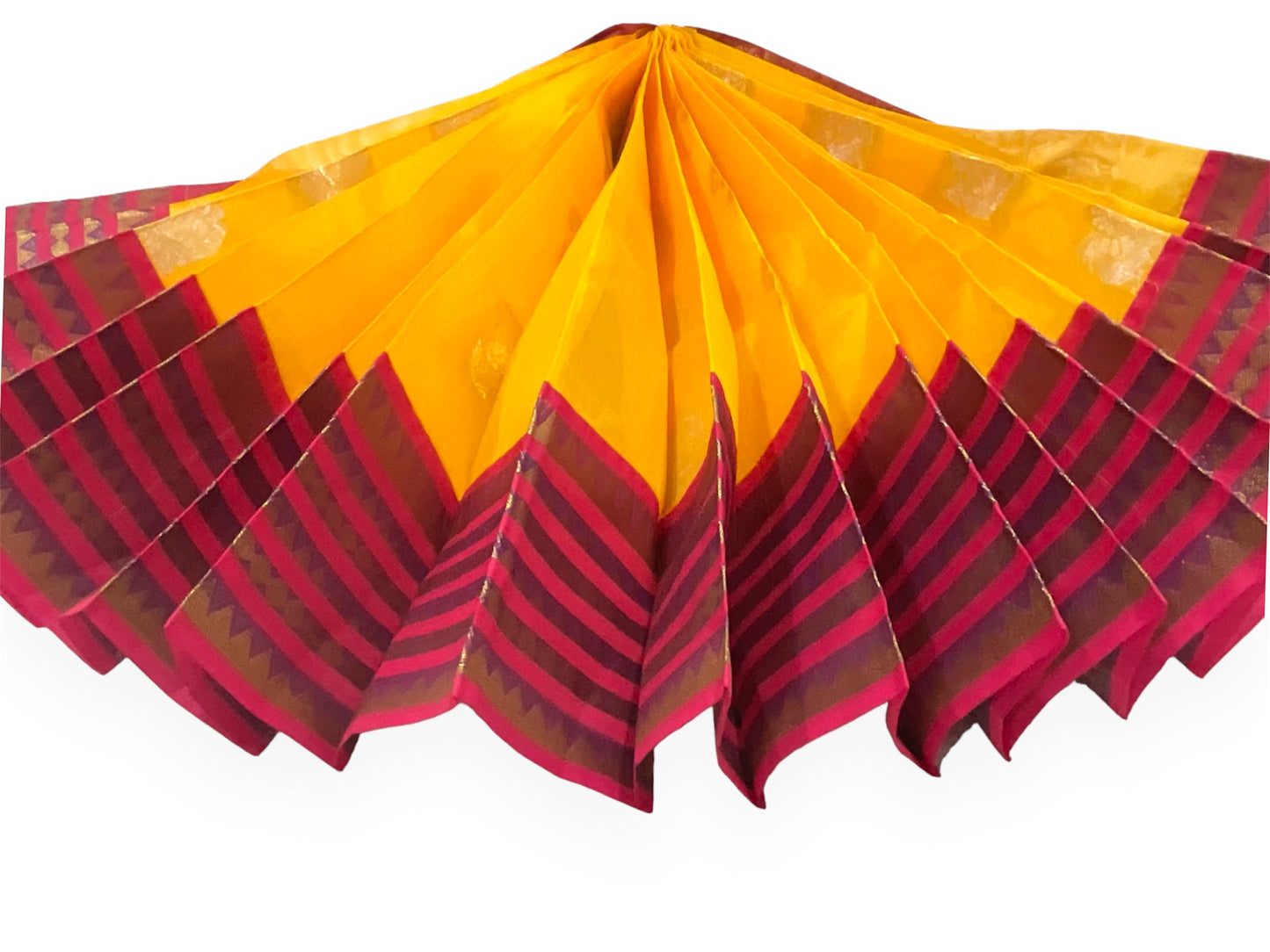 Yellow and Red Colour Chanderi Cotton Saree